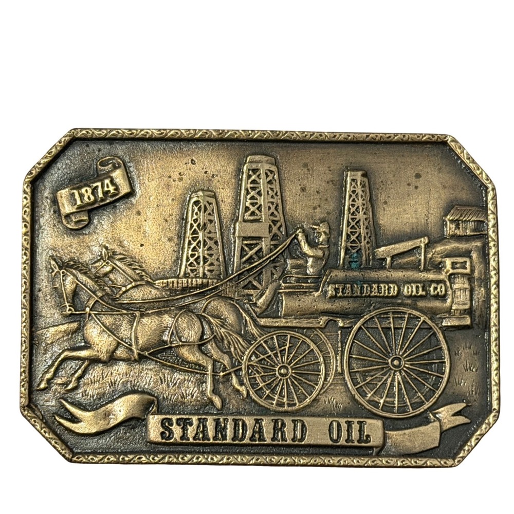 Vintage 1975 Standard Oil Belt Buckle Bergamot Brass G-37 Oilfield Americana